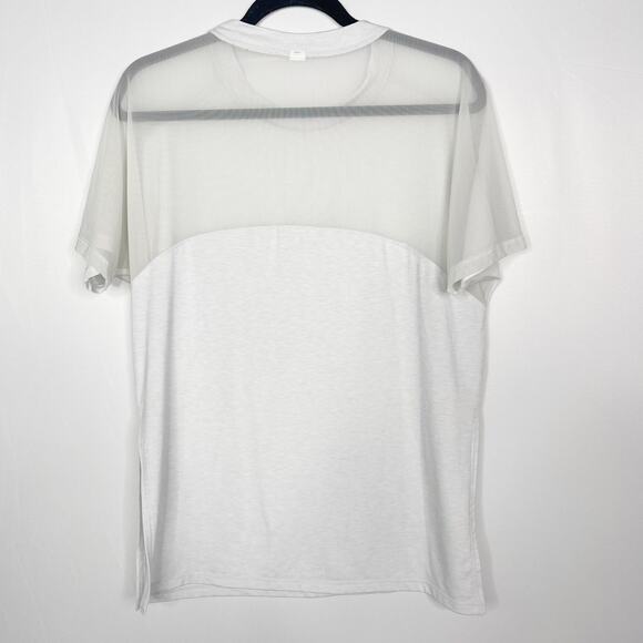 Athleta Small Gray Essence Mesh Wanderlust Hybrid Tee Short Sleeve Crew Neck - Picture 2 of 7